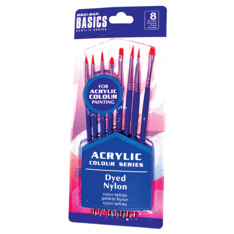 Art & Craft si Artizanat - Pensula Magi-Wap BREA0813B, varf nylon rotund, lat, lat oblic, pictura cu culori acrilice, set 8 buc