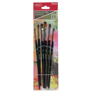 Art & Craft si Artizanat - Pensule set 6 par sintetic drept daco pn226 10 buc