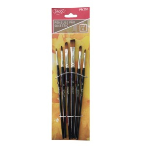 Art & Craft si Artizanat - Pensule set 6 par sintetic oblic daco pn236 10 buc