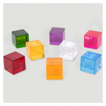 Jucării STEM, Știință şi Experimente - Perception Cubes, cuburi translucide, 8 piese, TickiT, 1-7 ani