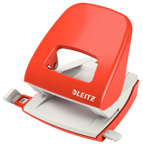 Articole pentru birou - Perforator 30 coli model 5008 metalic rosu deschis leitz