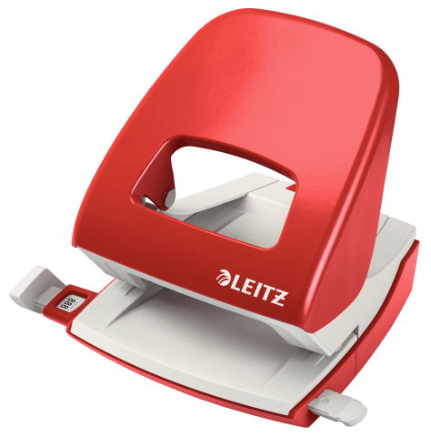 Articole pentru birou - Perforator 30 coli model 5008 metalic rosu leitz