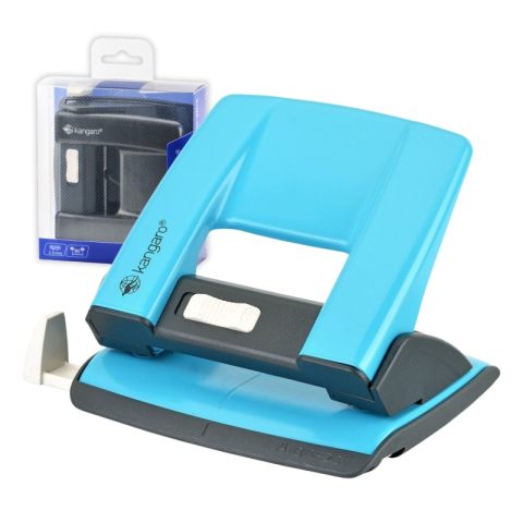 Birotică și Papetărie - Perforator Kangaro AION-20/S, 20 coli, metalic, albastru turqoise, blister
