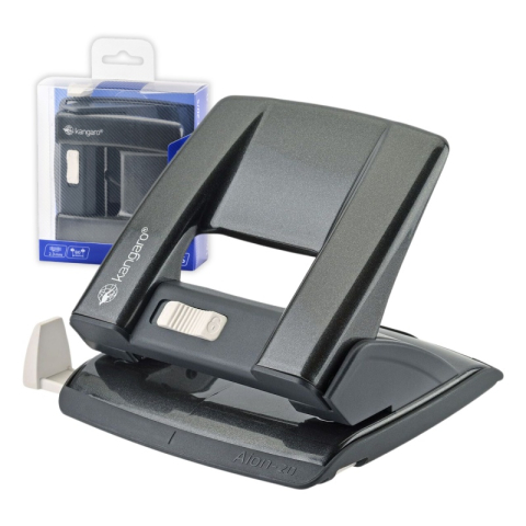 Birotică și Papetărie - Perforator Kangaro AION-20/S, 20 coli, metalic, gri metalizat, blister
