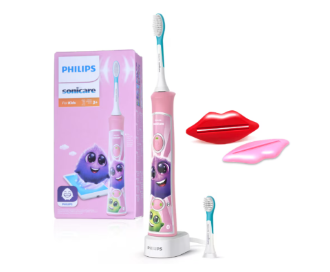Jucării și Jocuri pentru copii - Periuta de dinti electrica pentru copii philips sonicare for kids hx6352/42, 62.000 miscari/min, 2 programe, 2 capete roz, l x a x i  (mm) 64x111x220