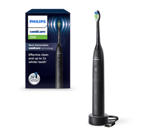 Ingrijire personala & Cosmetice - Periuta de dinti electrica philips sonicare hx7111/01, 62.000 miscari/minut, autonomie 21 zile, 2 moduri periere, senzor presiune integrat, functia brushsync, capat de periere otimal white, negru