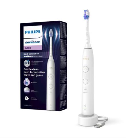 Ingrijire personala & Cosmetice - Periuta de dinti electrica philips sonicare hx7400/01, 62.000 miscari/minut, autonomie 21 zile, 2 moduri de periere, 3 intensitati, senzor presiune luminos, functia brushsync, capat de periere sensiti