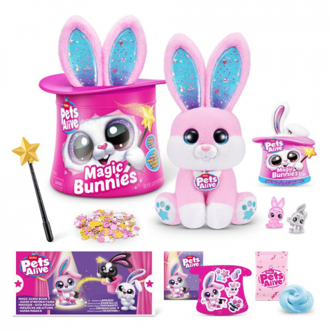 Pets Alive - Jucarie de plus interactiva cu accesorii surpriza, Iepurasul Magician, diverse modele varsta 3-5 ani ,5-7 ani ,7-9 ani, Unisex [3]
