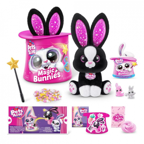 Pets Alive - Jucarie de plus interactiva cu accesorii surpriza, Iepurasul Magician, diverse modele varsta 3-5 ani ,5-7 ani ,7-9 ani, Unisex [9]