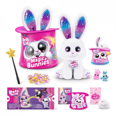 Pets Alive - Jucarie de plus interactiva cu accesorii surpriza, Iepurasul Magician, diverse modele varsta 3-5 ani ,5-7 ani ,7-9 ani, Unisex [6]