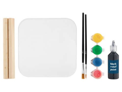 Acuarele, Tempera, Pensule si Blocuri de desen - Picteaza pe sticla  4 guase  2 pensule  Grafix