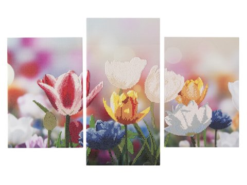 Goblenuri, Tablouri, Pictura cu diamante - Pictura cu diamante Triptych-Floare 40x20cm +30x20cm
