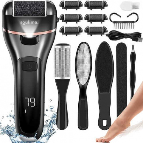 Ingrijire personala & Cosmetice - Pila Electrica pentru Calcaie, Piele Moarta cu 2 Viteze, 3 Capete si LED