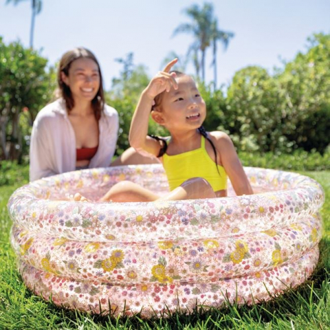 Piscine copii, saltele, colaci și accesorii înot - Piscina Copii Intex, Gonflabila, Roz, Model Flori pentru Fete, 86 cm