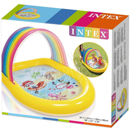 Piscina Gonflabila Copii, Intex, Curcubeu, cu Acoperis [2]