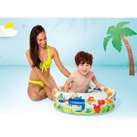 Piscina Gonflabila Copii, Intex Dinozauri, Baza Moale, Capacitate 28 Litri, Multicolor [1]