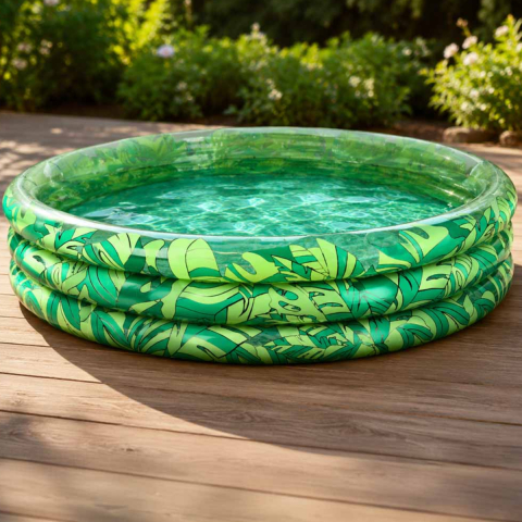 Piscina Gonflabila pentru Copii, Design cu Frunze Exotice, Structura cu 3 Camere de aer, 150 cm [5]