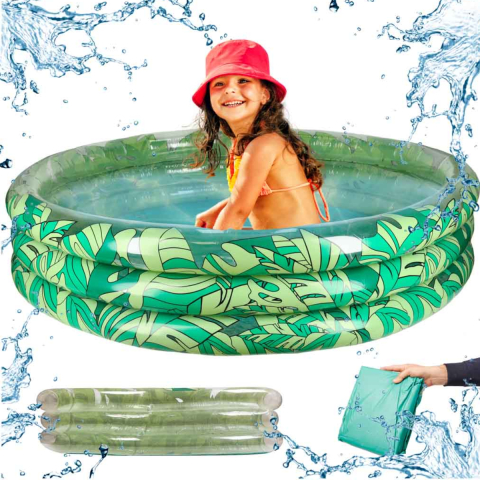 Piscina Gonflabila pentru Copii, Design cu Frunze Exotice, Structura cu 3 Camere de aer, 150 cm [1]