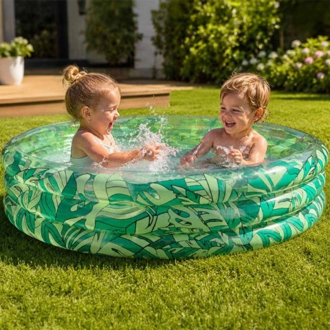 Piscina Gonflabila pentru Copii, Design cu Frunze Exotice, Structura cu 3 Camere de aer, 150 cm [6]