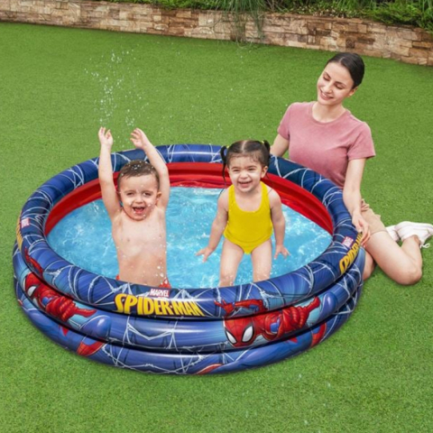 Piscina Gonflabila pentru Copii, Spiderman, Structura cu 3 Inele, Capacitate 200 Litri [2]