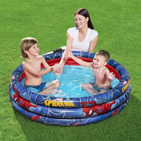 Piscina Gonflabila pentru Copii, Spiderman, Structura cu 3 Inele, Capacitate 200 Litri [1]