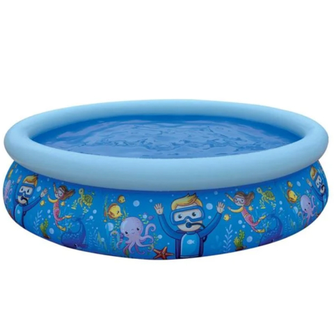 Jucării și Jocuri pentru copii - Piscina pentru Copii cu Pereti din PVC in 3 Straturi, Capacitate 855 Litri, Lumea Marina cu Scafandri