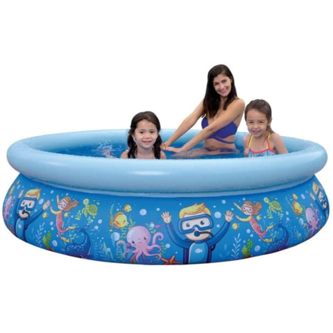 Piscina pentru Copii cu Pereti din PVC in 3 Straturi, Capacitate 855 Litri, Lumea Marina cu Scafandri [1]