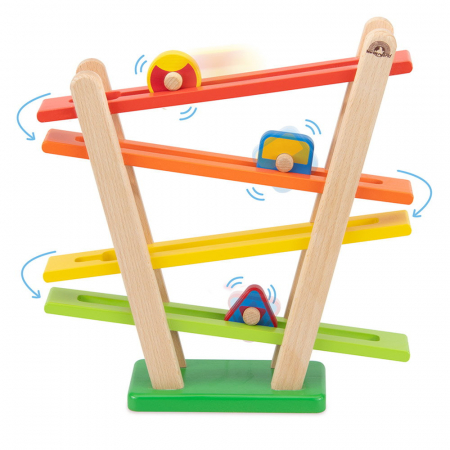 Pista de curse din lemn cu rotite, Wonderworld, 1-5 ani [2]