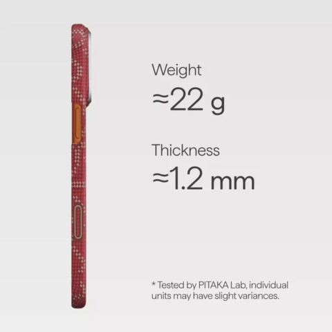 Pitaka Husa Ultra-Slim Aramida Monogram Magsafe iPhone 17 Pro Gold / Red [3]