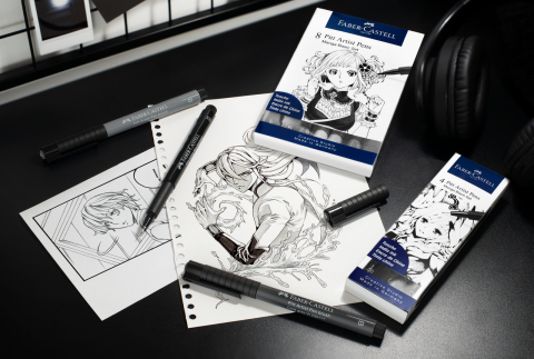 Pitt artist pen manga set 4 negru faber-castell [1]
