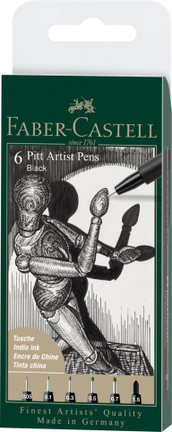Rechizite Școlare - Pitt artist pen set 6 buc 0.05, 0.1, 0.3, 0.5, 0.7, 0.15 faber-castell