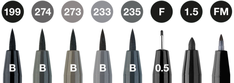 Pitt artist pen set 8 buc negru & gri faber-castell [1]