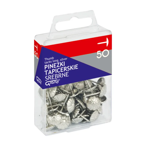Birotică și Papetărie - Piuneze (pioneze) tapiterie Grand 110-1483, 15mm, argintii, blister 50 buc