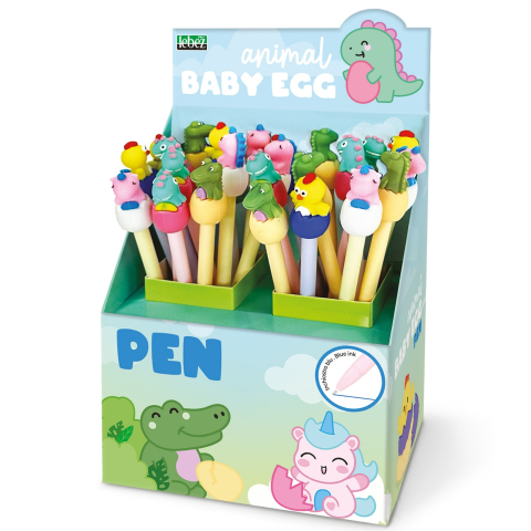 Pixuri pentru Copii si Scoala - Pix Baby Egg cu figurina 3D, 4 modele asortate , pret/1 buc