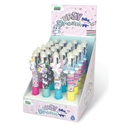 Pixuri pentru Copii si Scoala - Pix care se sterge, 4 culori in 1, Upsy Dream, 4 modele  varsta 3 ani+,6 ani+,8 ani+