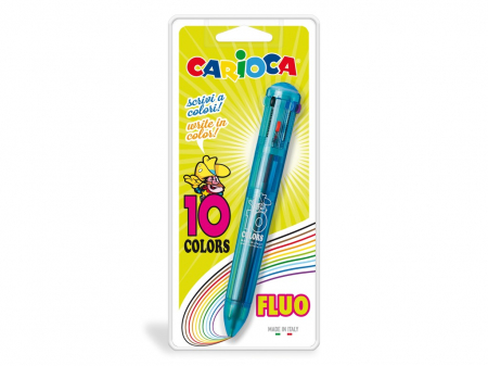 Birotică și Papetărie - Pix cu 10 culori si mecanism retractabil, nuante fluorescente