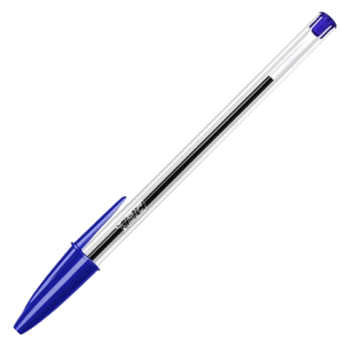 Birotică și Papetărie - Pix cu bila Bic Cristal, 1.0mm, cu capac, corp transparent, scris albastru