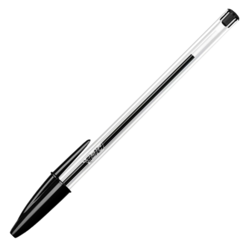 Birotică și Papetărie - Pix cu bila Bic Cristal, 1.0mm, cu capac, corp transparent, scris negru