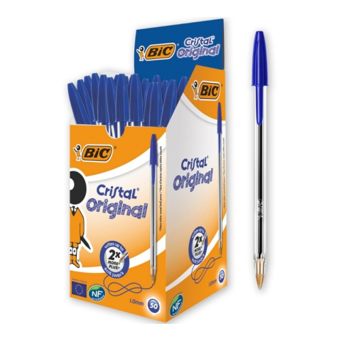 Pix cu bila Bic Cristal Soft, 1.2mm, cu capac, corp transparent, scris albastru [1]