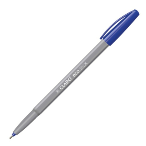 Pixuri pentru Copii si Scoala - Pix cu bila CLARO Eco Stick, CL-2202, CL-3524, CL-ECO-A, 0.7mm, cu capac, scris albastru
