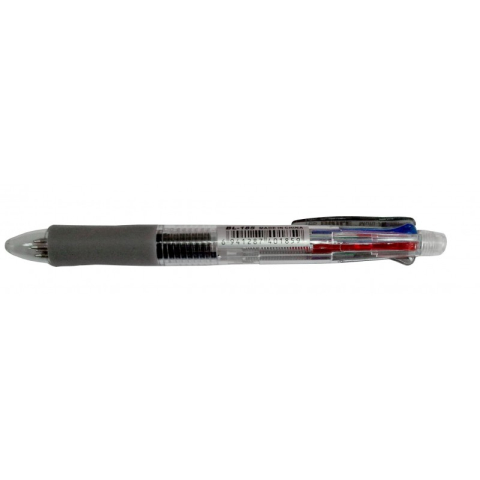 Pix cu bila CNX Baile BL-185, 0.5mm, cu mecanism, corp transparent, grip cauciucat, 5 in 1, scris 4 culori + creion mecanic [1]