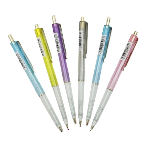 Pix cu bila CNX T-017 Piano, 0.7mm, corp transparent cu clips argintiu, scriere albastru [1]