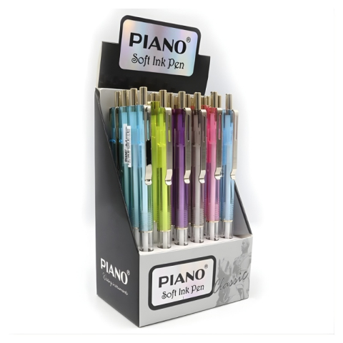 Birotică și Papetărie - Pix cu bila CNX T-017 Piano, 0.7mm, corp transparent cu clips argintiu, scriere albastru
