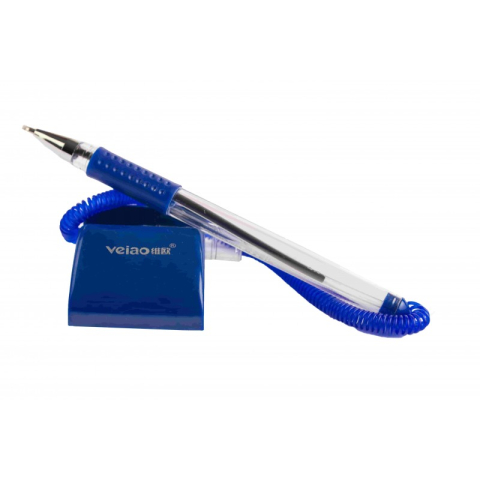 Birotică și Papetărie - Pix cu bila CNX V-752 T2776-2006, cu suport birou, corp transparent, grip cauciucat, scris albastru