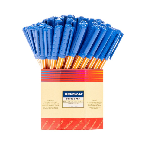Birotică și Papetărie - Pix cu bila Pensan OfficePen, 1.0mm, cu capac, scris albastru