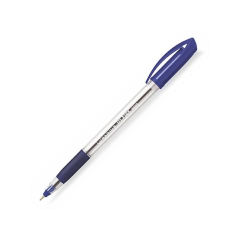Birotică și Papetărie - Pix cu bila Radius Tri Flex Grip, 1.0mm, cu capac, corp transparent, grip cauciucat, scris albastru