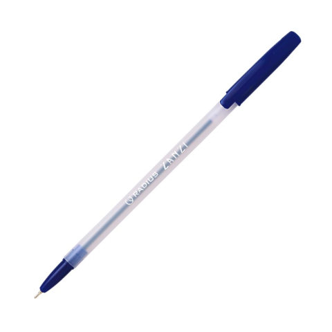 Birotică și Papetărie - Pix cu bila Radius Zanzi, 1.0mm, cu capac, corp alb semitransparent, scris albastru
