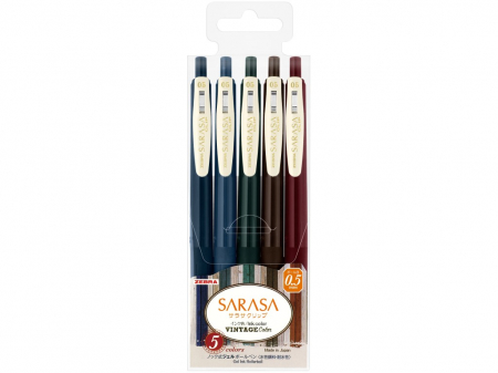 Birotică și Papetărie - Pix cu gel 0.5 mm Zebra Sarasa Clip Vintage 1, 5/set
