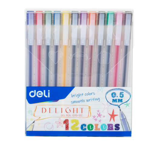 Birotică și Papetărie - Pix cu gel 0.5mm set 12 culori deli
