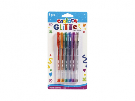Birotică și Papetărie - Pix cu gel Carioca Glitter 6 culori/set